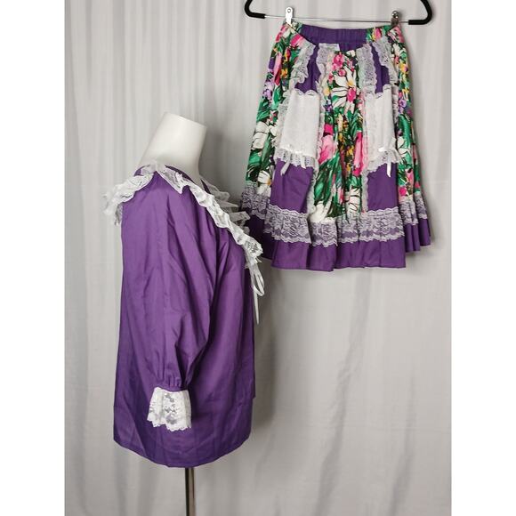 Vintage Pitchfork Brand Country Western Line Dancing Skirt and Top Set Purple S - Picture 11 of 12